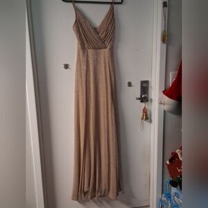 Deep V Neck Ruched Long Sheath Formal Gown